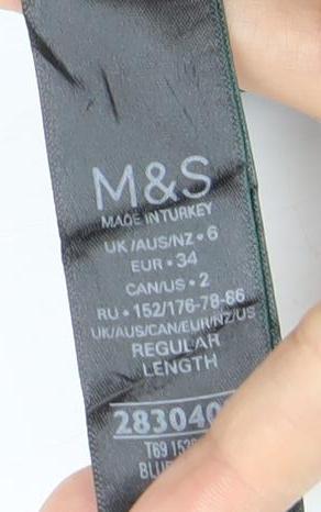 Marks and Spencer Women’s Blue Black Animal Print Ruched Bodycon Dress Size 8