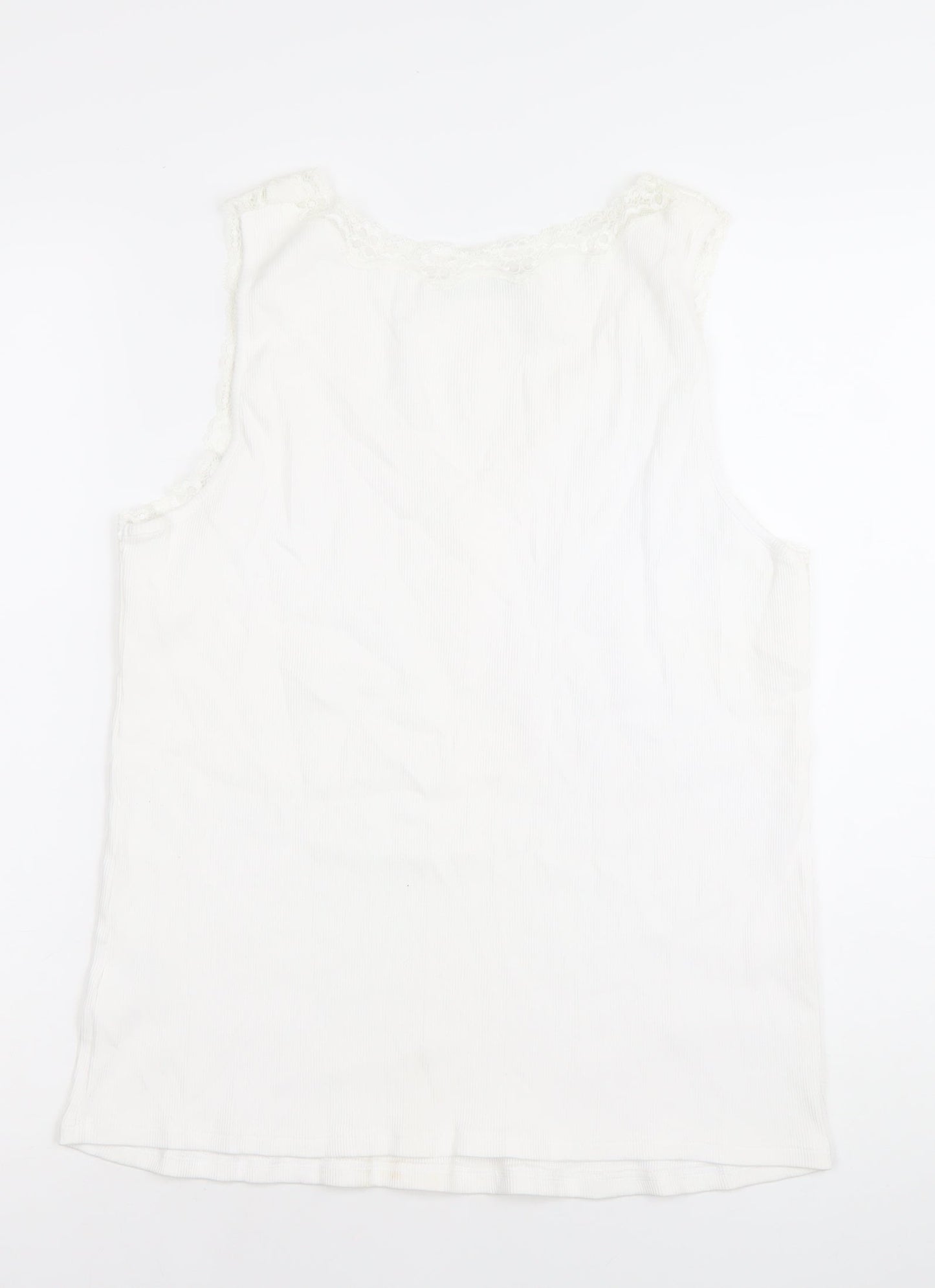 Marks and Spencer Womens White Cotton Lace Trim V-Neck Camisole Tank Top Size 20