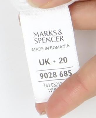 Marks and Spencer Womens White Cotton Lace Trim V-Neck Camisole Tank Top Size 20