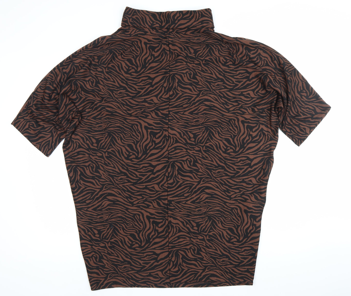 Apricot Womens Brown Animal Print Roll Neck T-Shirt Size 16