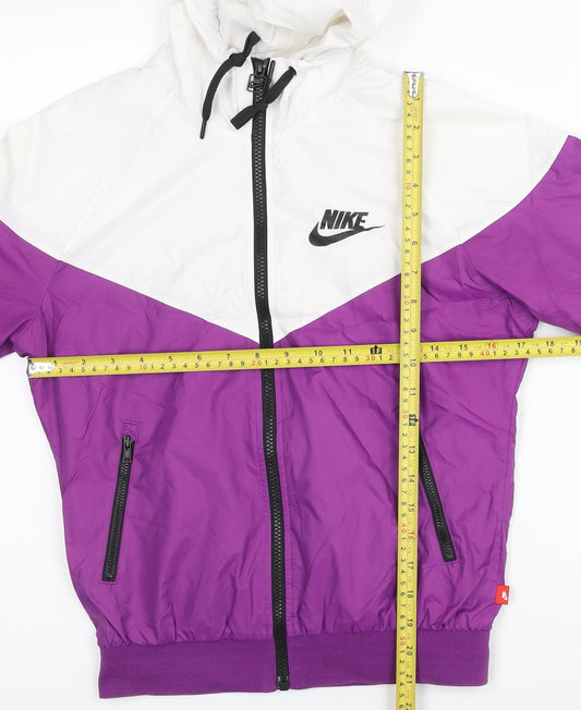 Nike Women’s Purple White Windbreaker Jacket M Hooded Full Zip