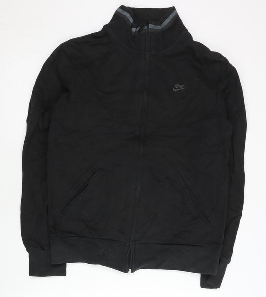 Nike Women’s Black Cotton Track Jacket L Full Zip Sportswear