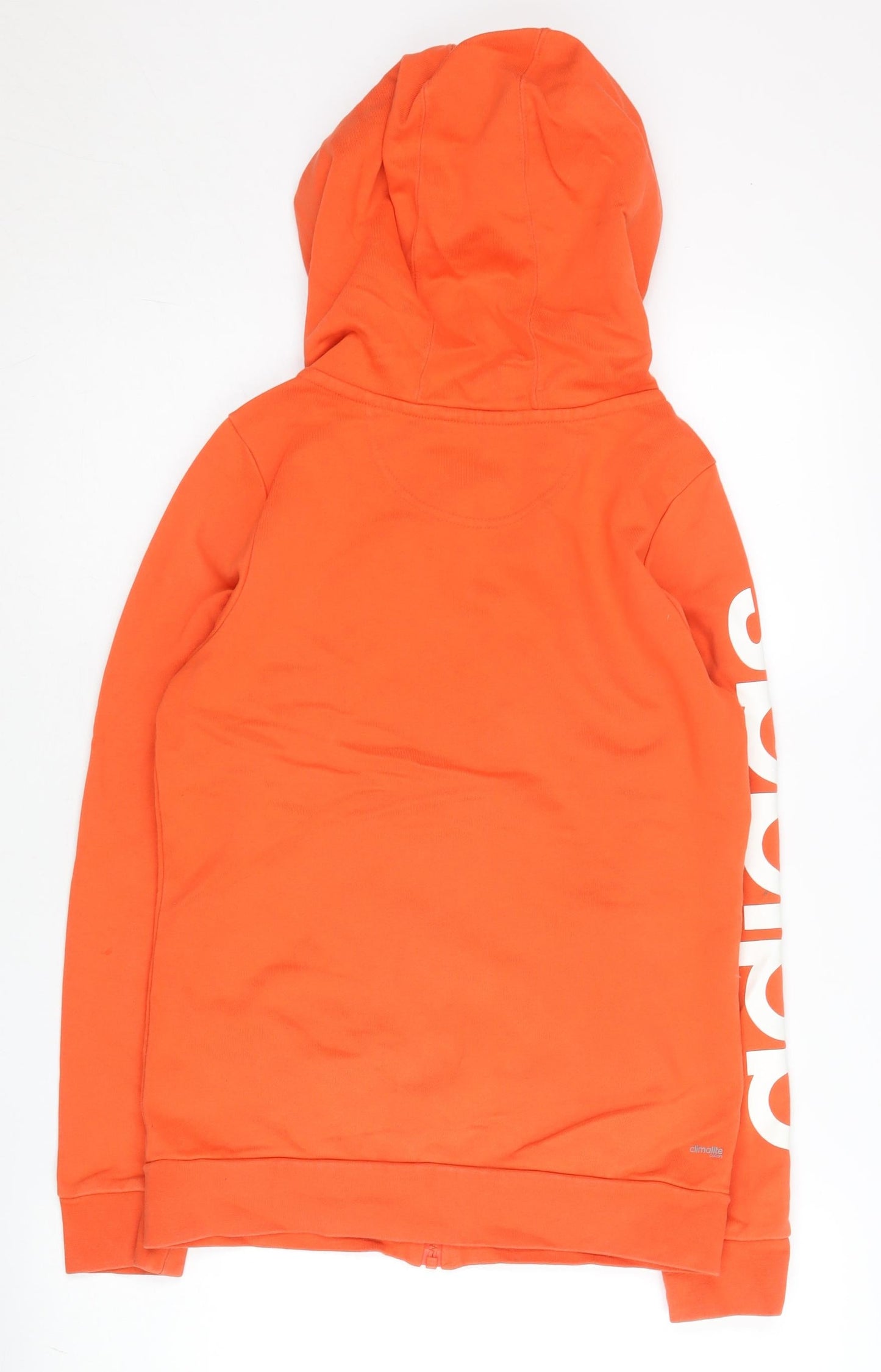 Adidas Womens Orange Full Zip Hoodie Size 10 UK Cotton Blend