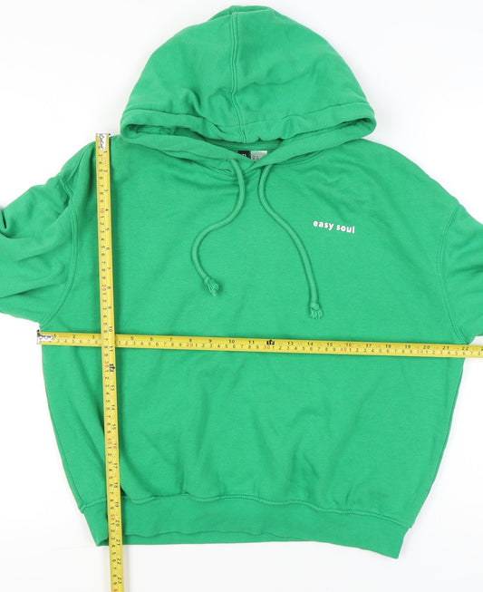 H&M Divided Womens Green Hoodie Pullover Medium Easy Soul Print