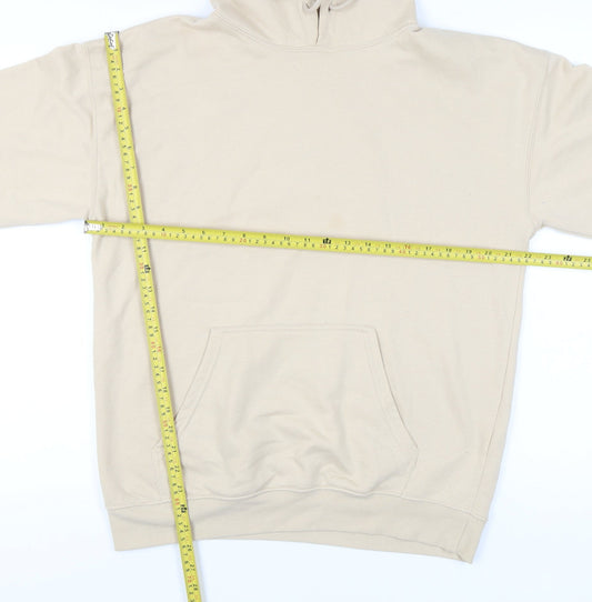 boohooMAN Men’s Beige Pullover Hoodie S Graphic Print Fleece
