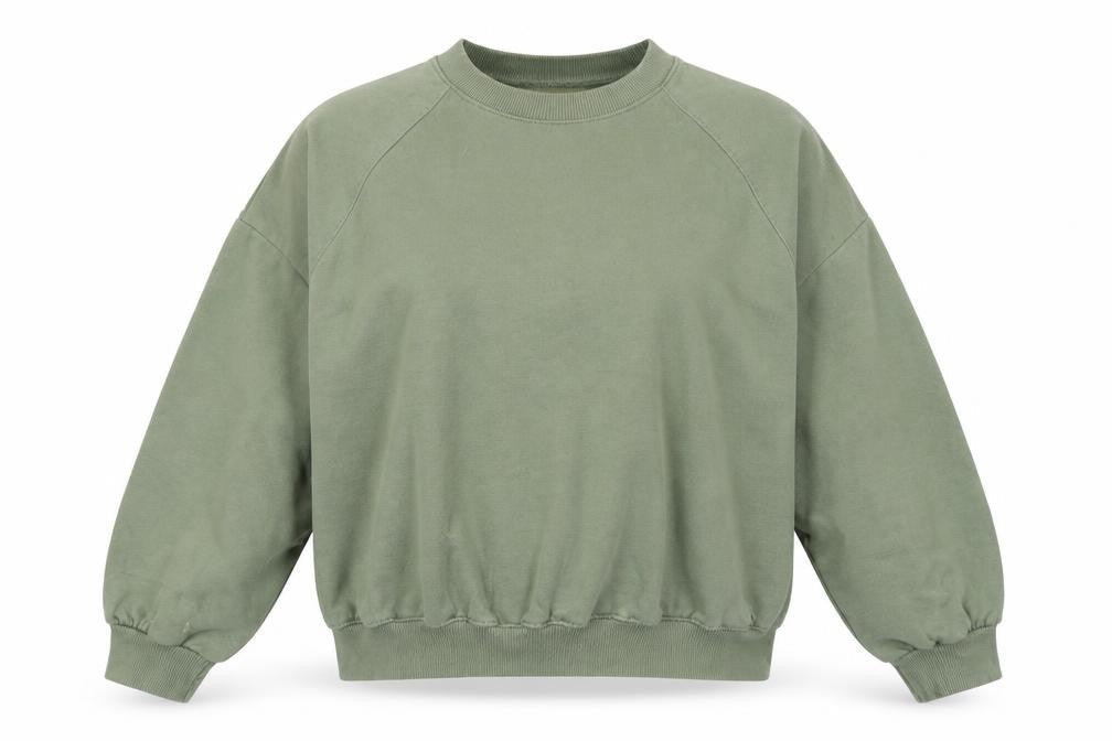 Zara Women Green Small Pullover Sweatshirt Cotton Blend Casual