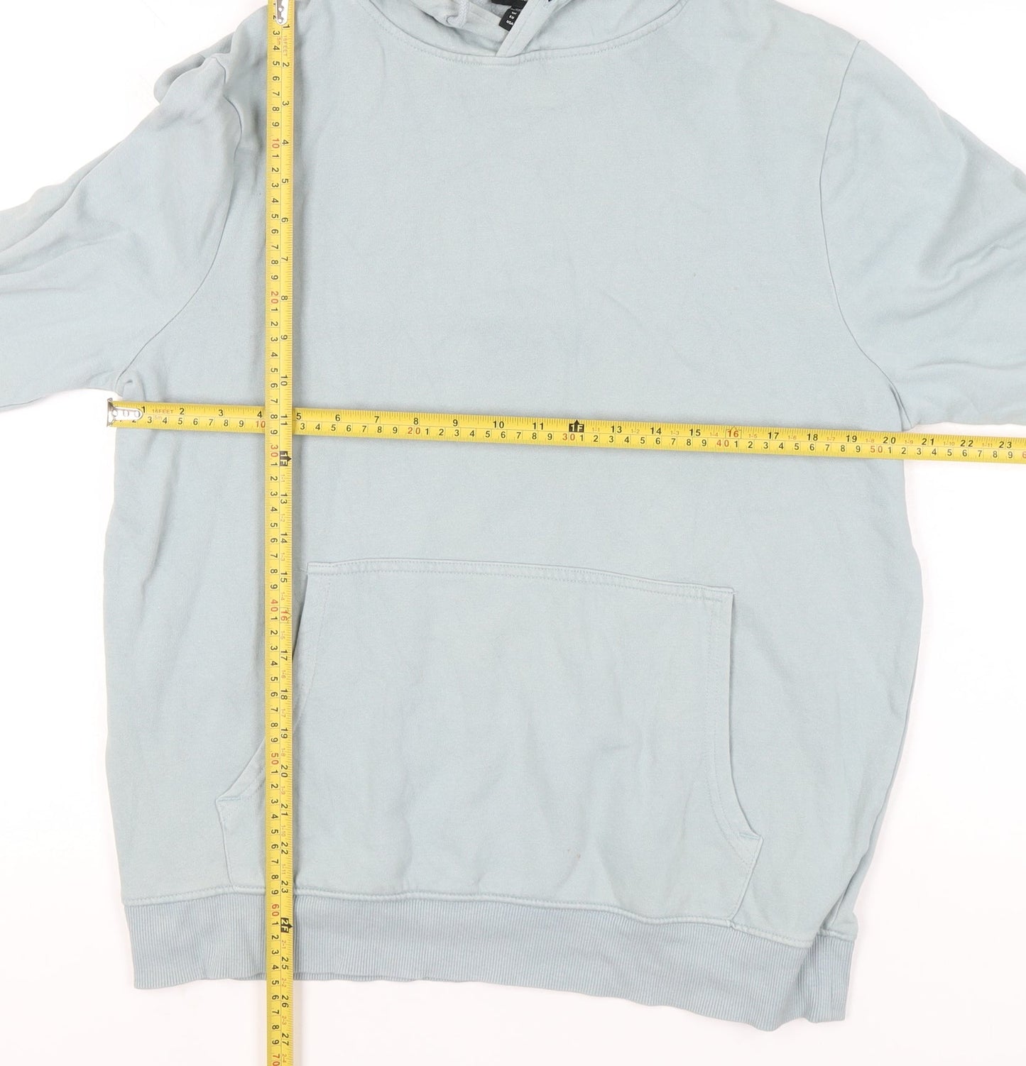 New Look Men’s Blue Pullover Hoodie Size M Cotton Blend