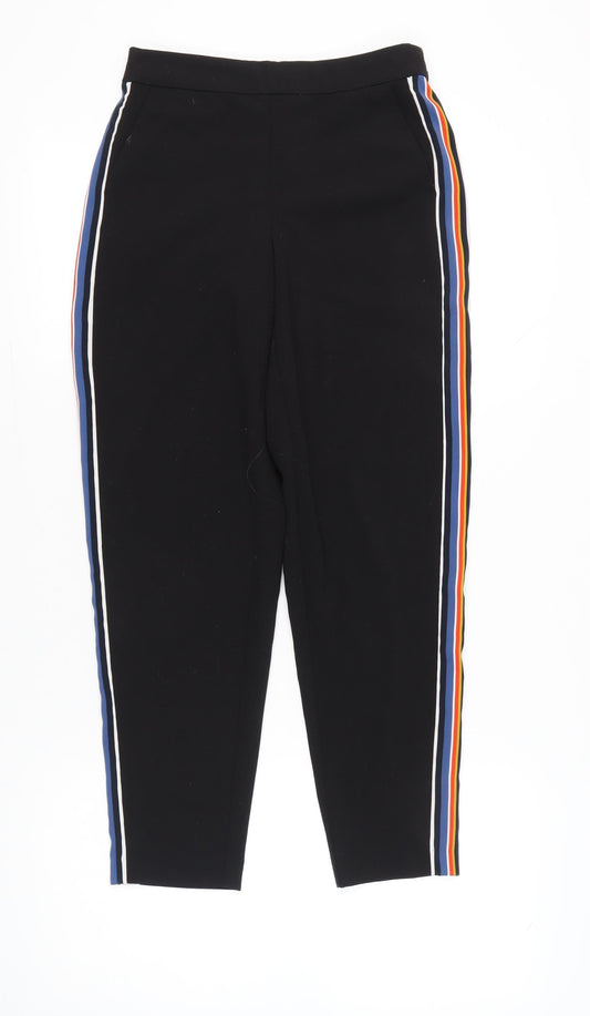 ONLY YOU Womens Black Jogger Trousers Size 8 Stripe Casual