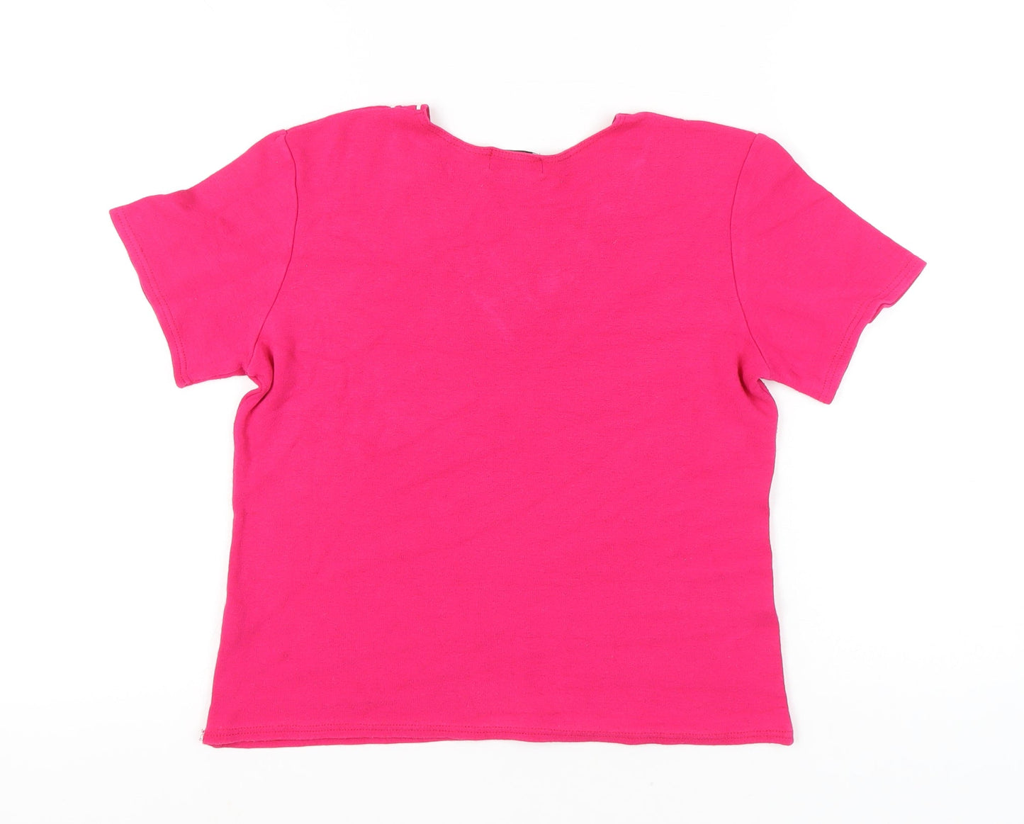 Kate Lilly Womens Pink T-Shirt Size 14 V-Neck Button Detail