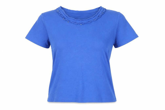 Womens UK Size L Anna Rose Blue Cotton T-Shirt