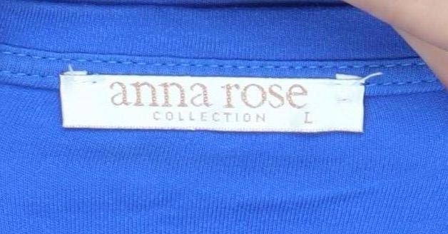 Anna Rose Womens Blue Cotton Beaded T-Shirt L Casual Top