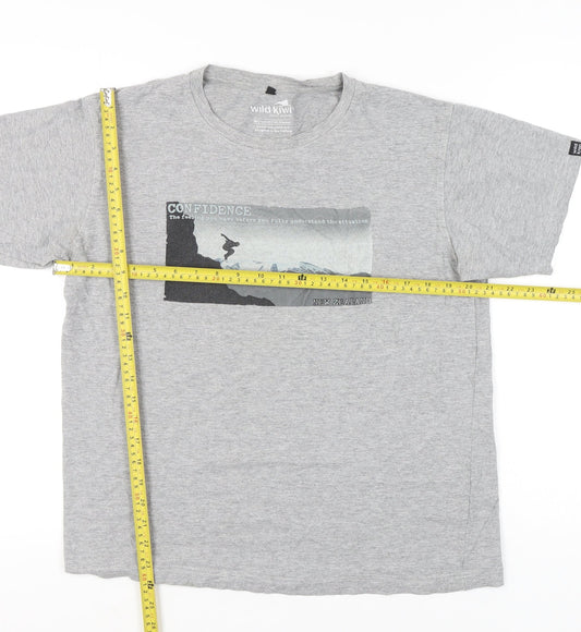 Wild Kiwi Men's Grey Medium Graphic Print Adventure T-Shirt