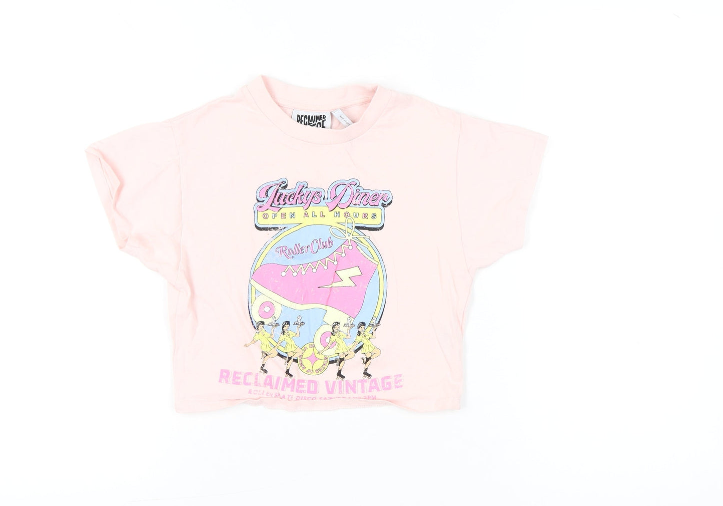 Reclaimed Vintage Womens Pink Cropped Graphic T-Shirt Size S