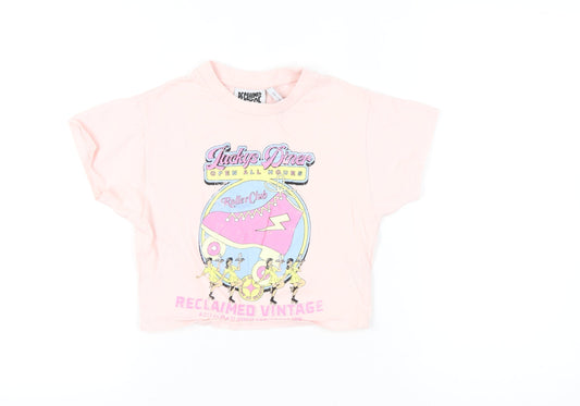 Reclaimed Vintage Womens Pink Cropped Graphic T-Shirt Size S