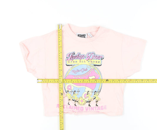 Reclaimed Vintage Womens Pink Cropped Graphic T-Shirt Size S
