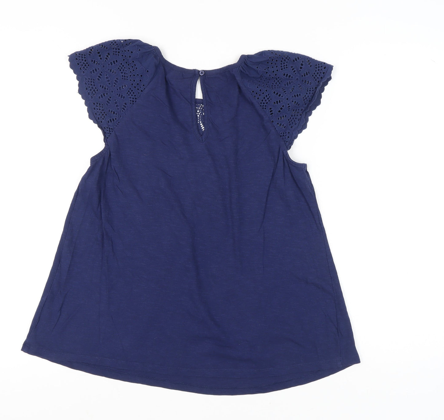 Next Women’s Blue Cotton Crochet Sleeve Tunic Blouse UK 10