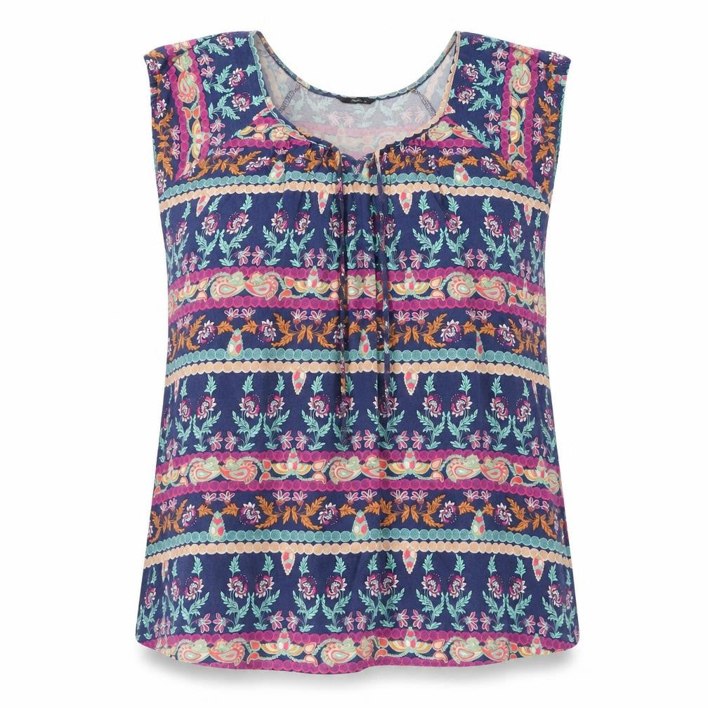 M&Co Women’s Blue Floral Tunic Blouse Size 14 Cotton Sleeveless