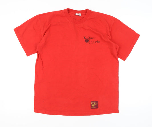 Venezia Men’s Red L T-Shirt Crew Neck Italian Logo Vintage