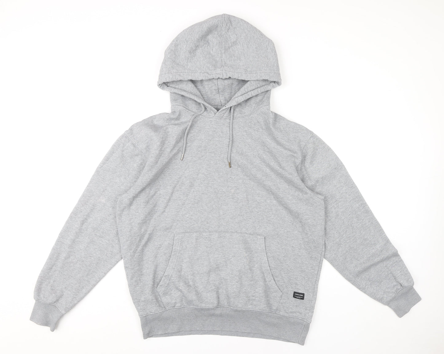 Jack & Jones Men’s Grey Pullover Hoodie L Regular Fit Fleece Sweatshirt