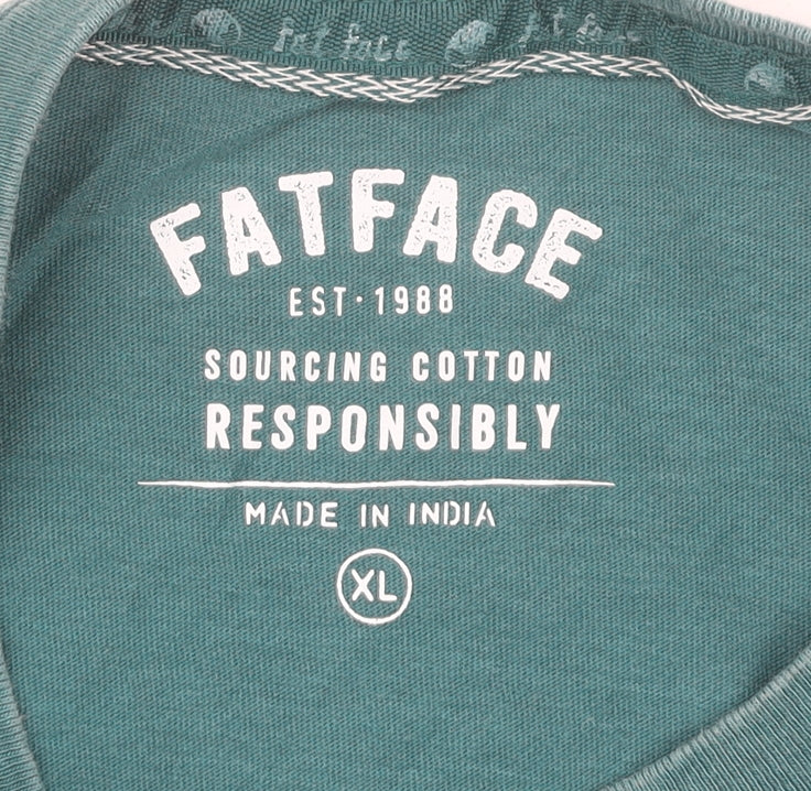 FatFace Men’s Green XL Cotton Crew Neck Short Sleeve T-Shirt