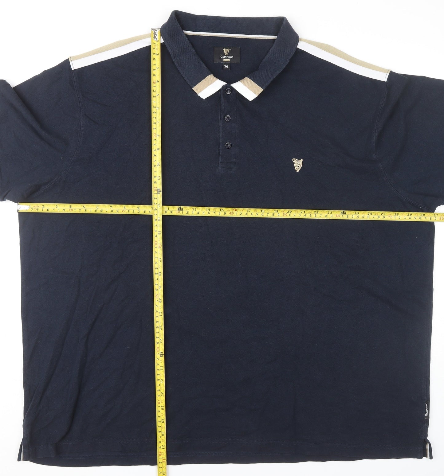 Guinness Men’s Blue 5XL Cotton Polo Shirt Short Sleeve Logo Casual
