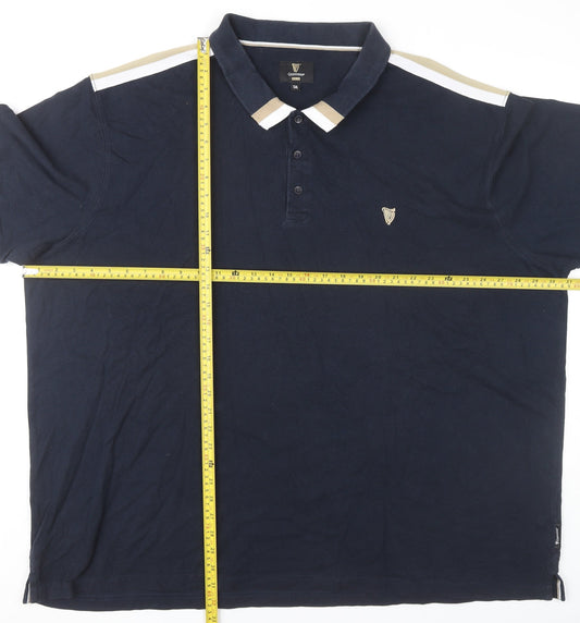Guinness Men’s Blue 5XL Cotton Polo Shirt Short Sleeve Logo Casual