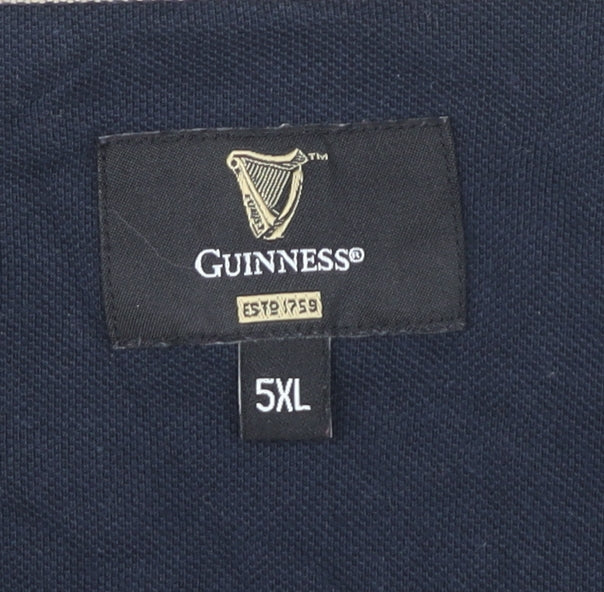 Guinness Men’s Blue 5XL Cotton Polo Shirt Short Sleeve Logo Casual