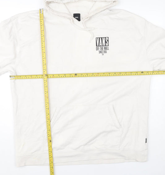 Vans Mens 2XL White Pullover Hoodie Logo Graphic Cotton Skateboarding