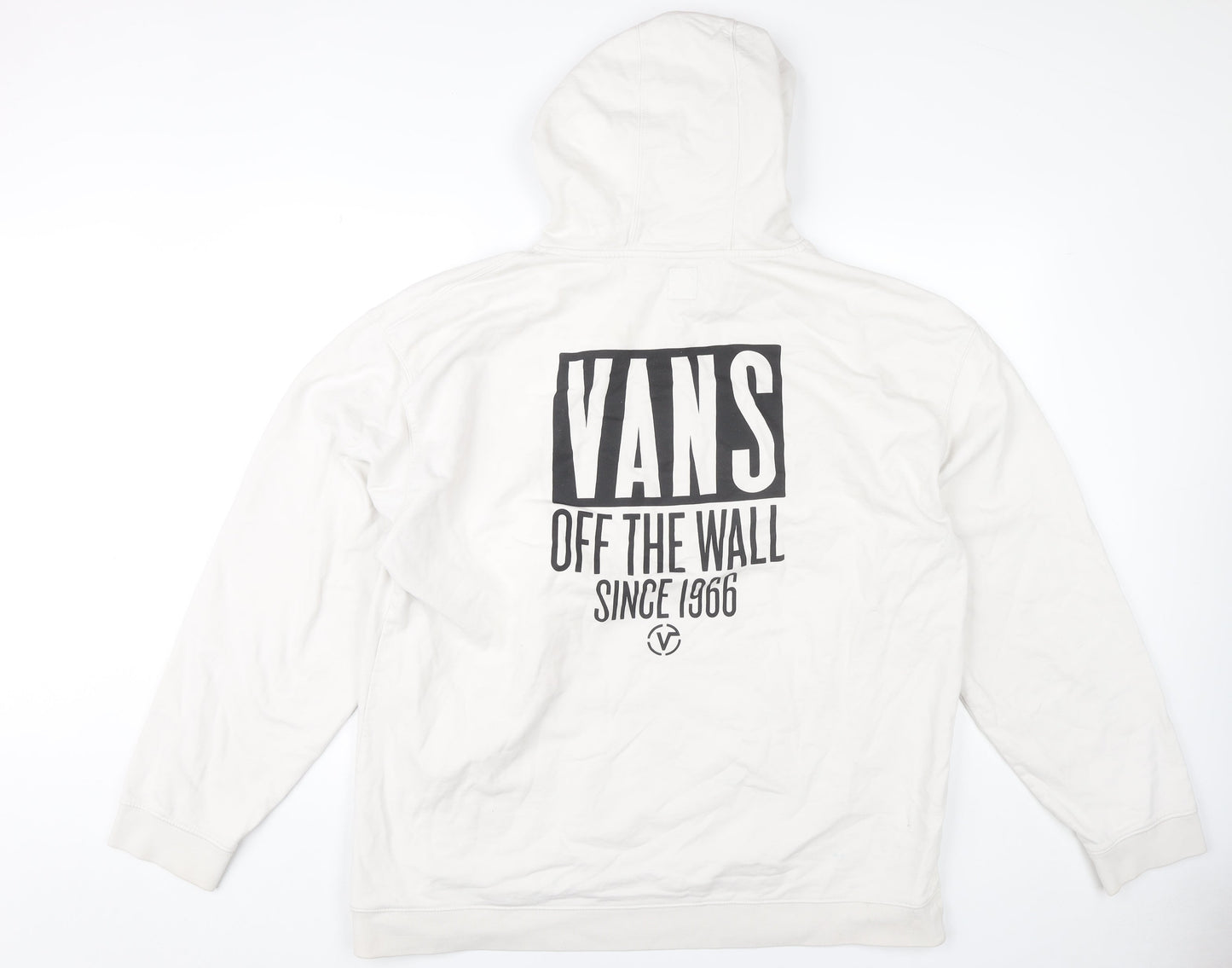 Vans Mens 2XL White Pullover Hoodie Logo Graphic Cotton Skateboarding