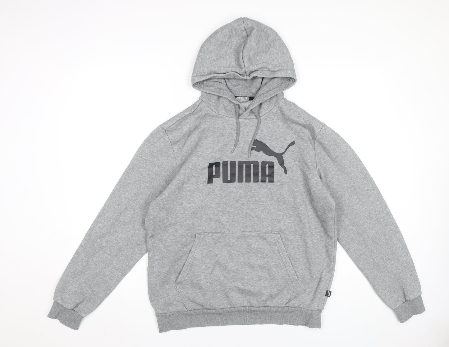 Puma Men’s Grey Pullover Hoodie Sweatshirt Size M Logo Sportswear