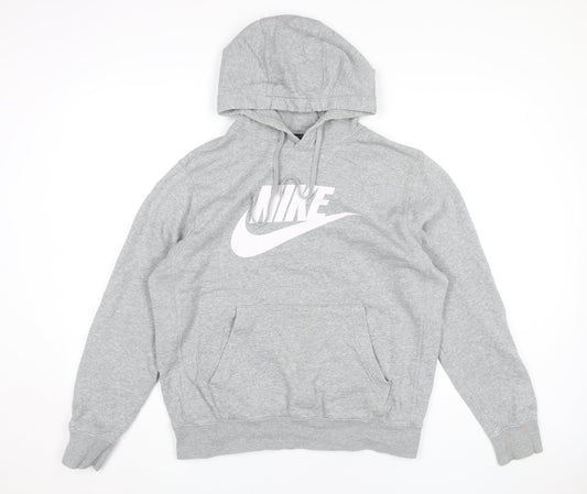 Nike Mens Grey Pullover Hoodie Sweatshirt Medium Logo Sportswear