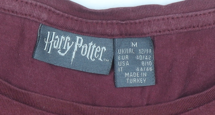 Harry Potter Womens Red T-Shirt Size M Expecto Patronum Embroidered