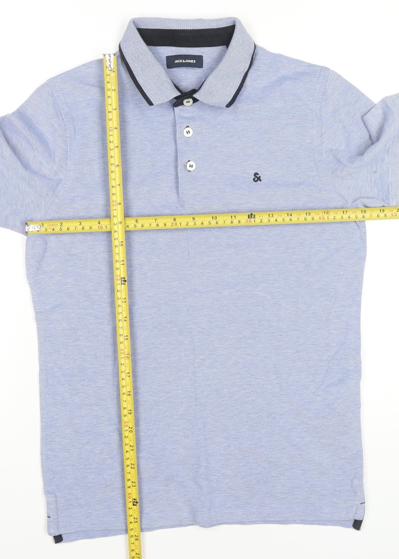 Jack & Jones Men's Blue Polo Shirt Size M Cotton Short Sleeve