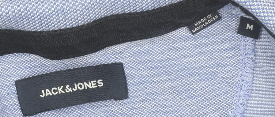 Jack & Jones Men's Blue Polo Shirt Size M Cotton Short Sleeve