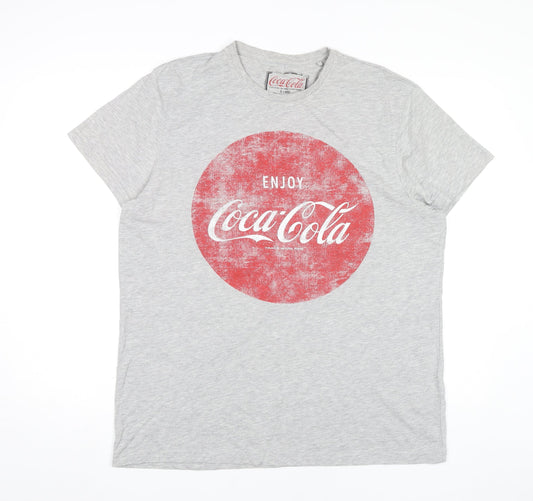 Coca-Cola Mens XL Grey Graphic Logo Retro Crew Neck T-Shirt