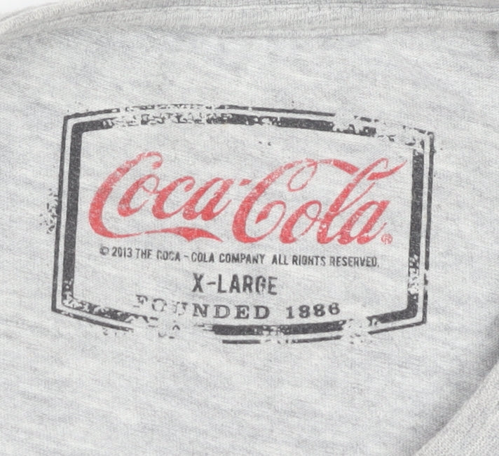Coca-Cola Mens XL Grey Graphic Logo Retro Crew Neck T-Shirt