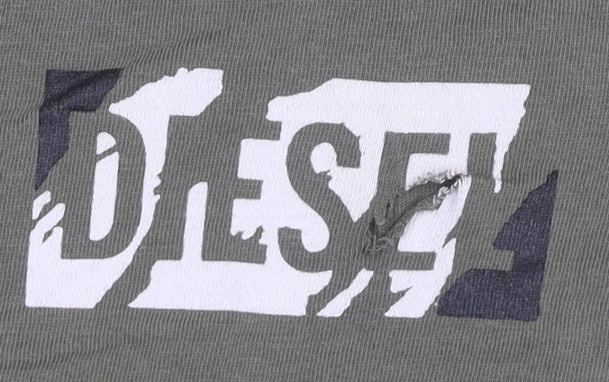 Diesel Mens Green 2XL Graphic Logo Cotton Crew Neck T-Shirt