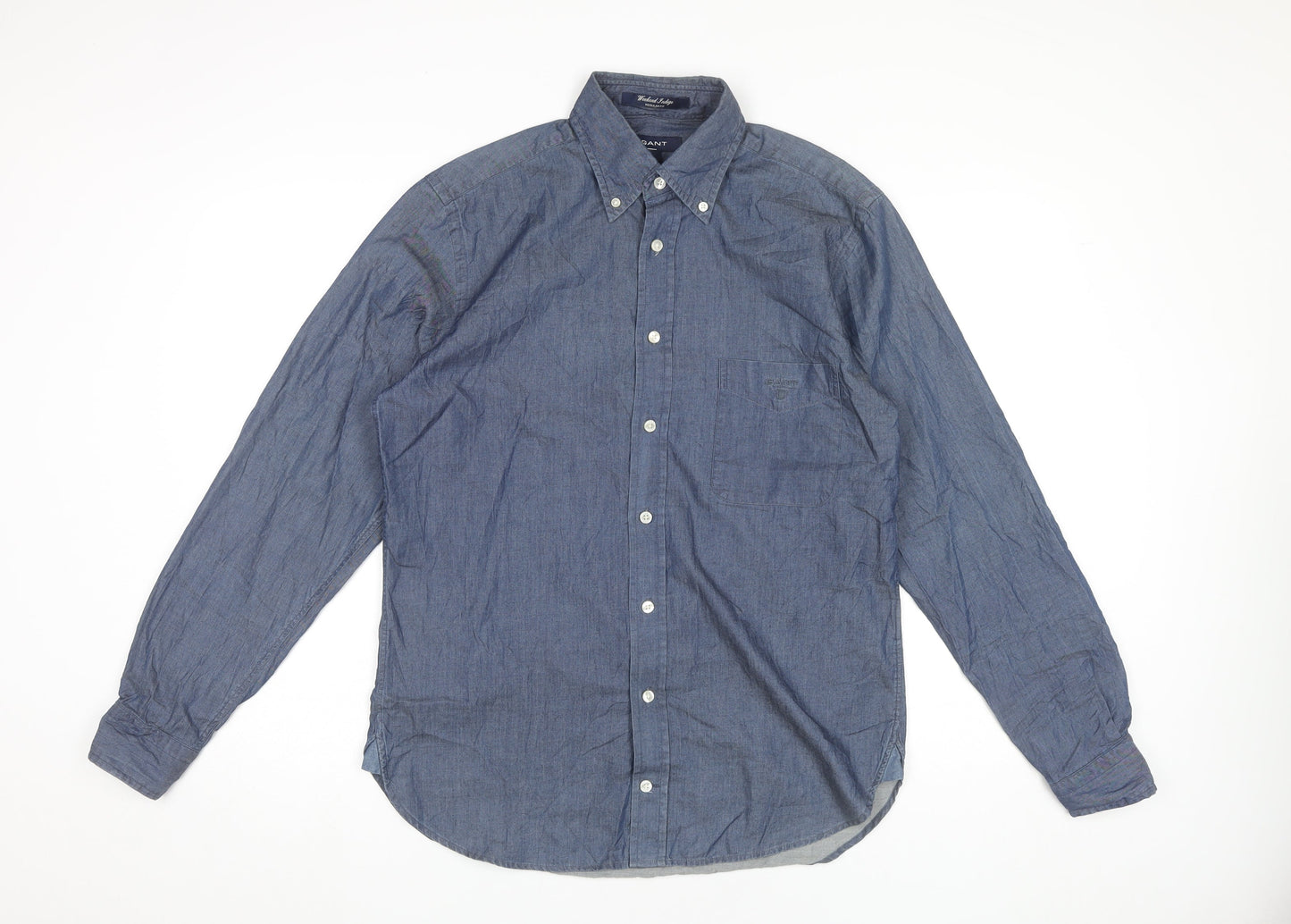 Gant Men’s Blue Regular Fit Button-Down Cotton Shirt Size S