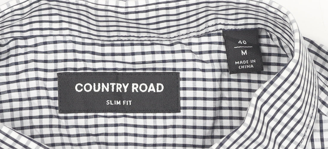 Country Road Men's Black Check Slim Fit Cotton Dress Shirt M