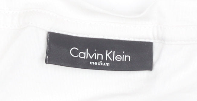 Calvin Klein Men's White Medium Logo Graphic Cotton T-Shirt