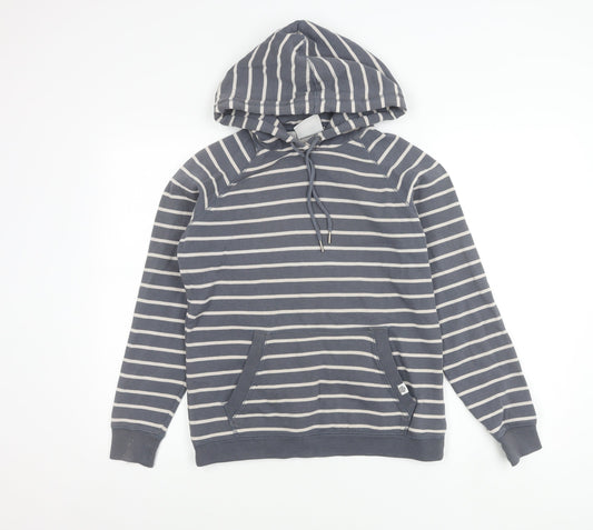 TOG24 Womens Grey Stripe Hoodie Size 8 Cotton Blend Pullover