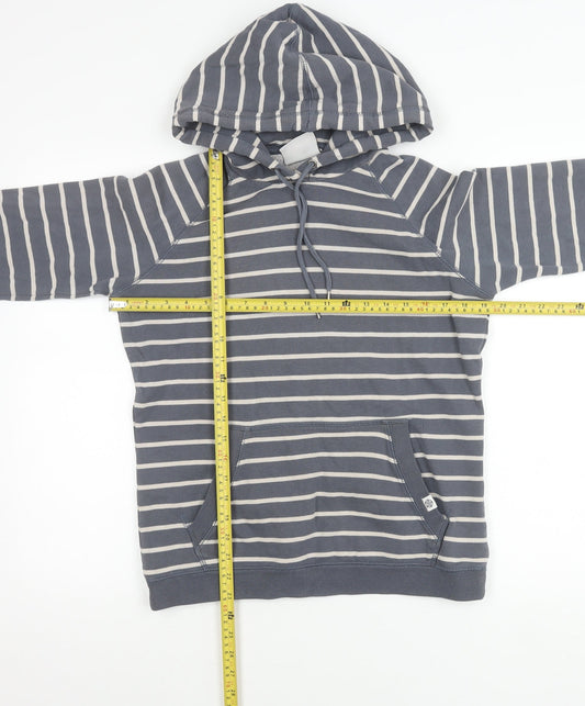 TOG24 Womens Grey Stripe Hoodie Size 8 Cotton Blend Pullover