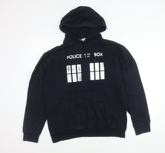 Stars & Stripes Mens Blue Hoodie M Pullover Police Box Graphic Geek TV