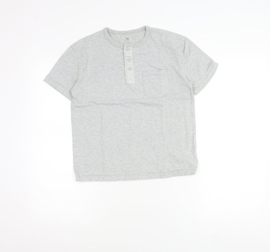 GAP Kids Boys Grey Short Sleeve Henley T-Shirt 10-11 Years