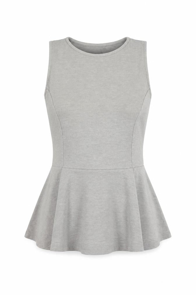 Topshop Women’s Grey Sleeveless Peplum Tunic Blouse UK 8