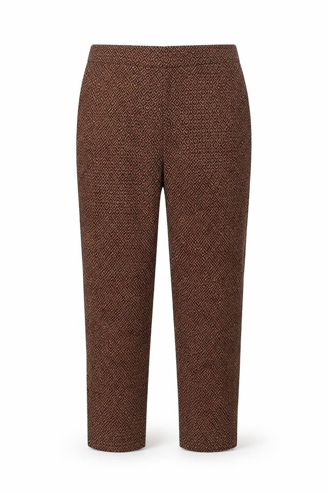 Marks and Spencer Womens Brown Black Slim Trousers Geometric Print