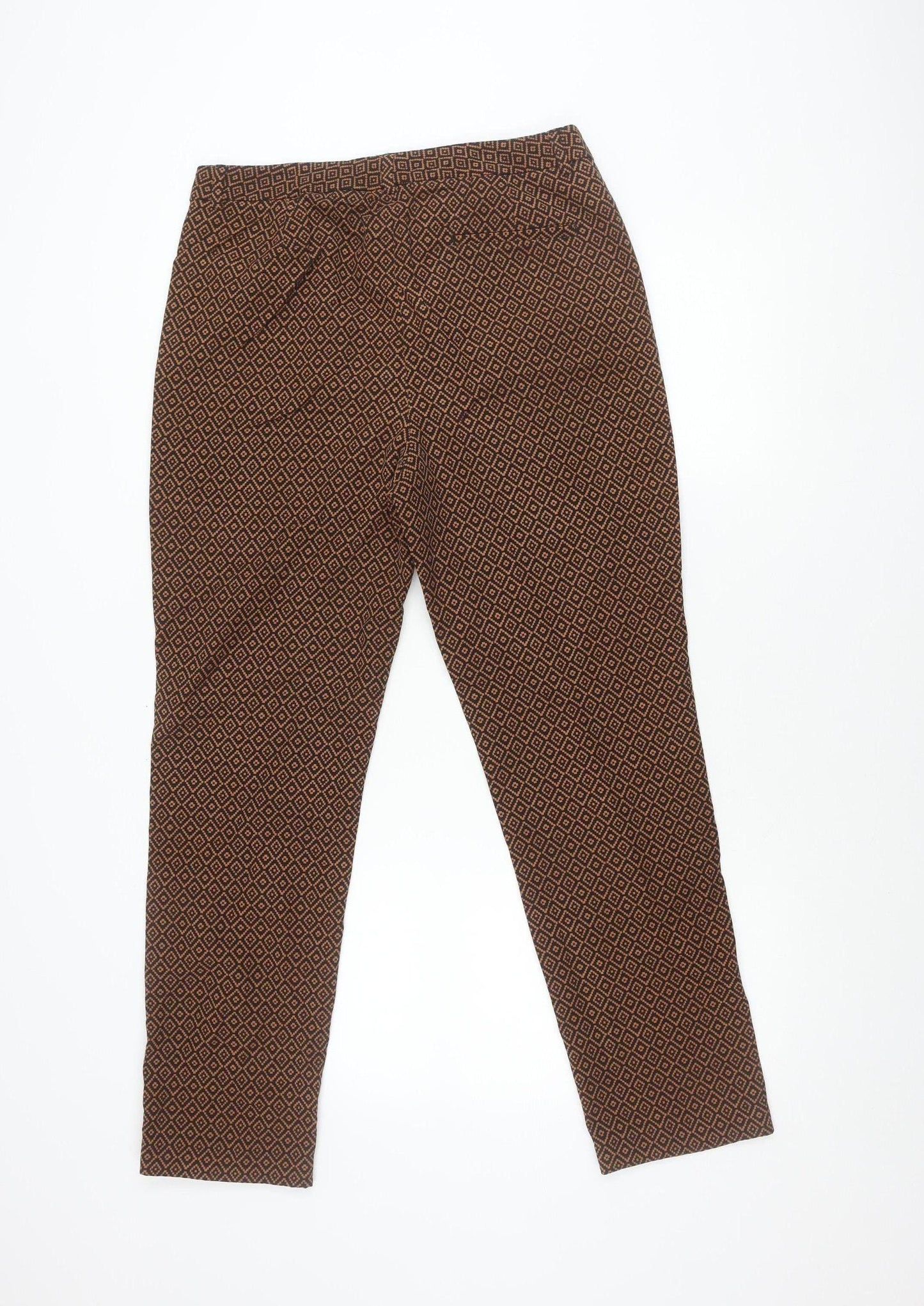 Marks and Spencer Womens Brown Black Slim Trousers Geometric Print