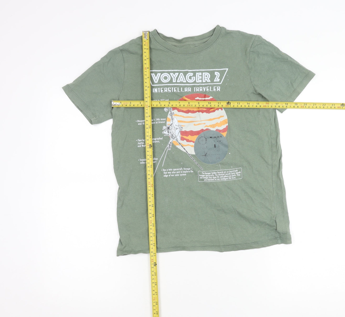 Lands' End Boys Green Voyager 2 Space Graphic T-Shirt Size 14-16 Years