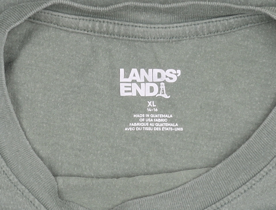 Lands' End Boys Green Voyager 2 Space Graphic T-Shirt Size 14-16 Years