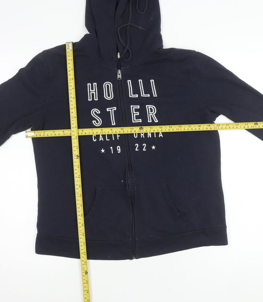 Hollister Women Blue M Hoodie Jacket Full Zip Casual Cotton Blend